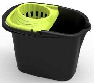 QUIMPA Cubo rectangular eco negro con escurridor 16 lt